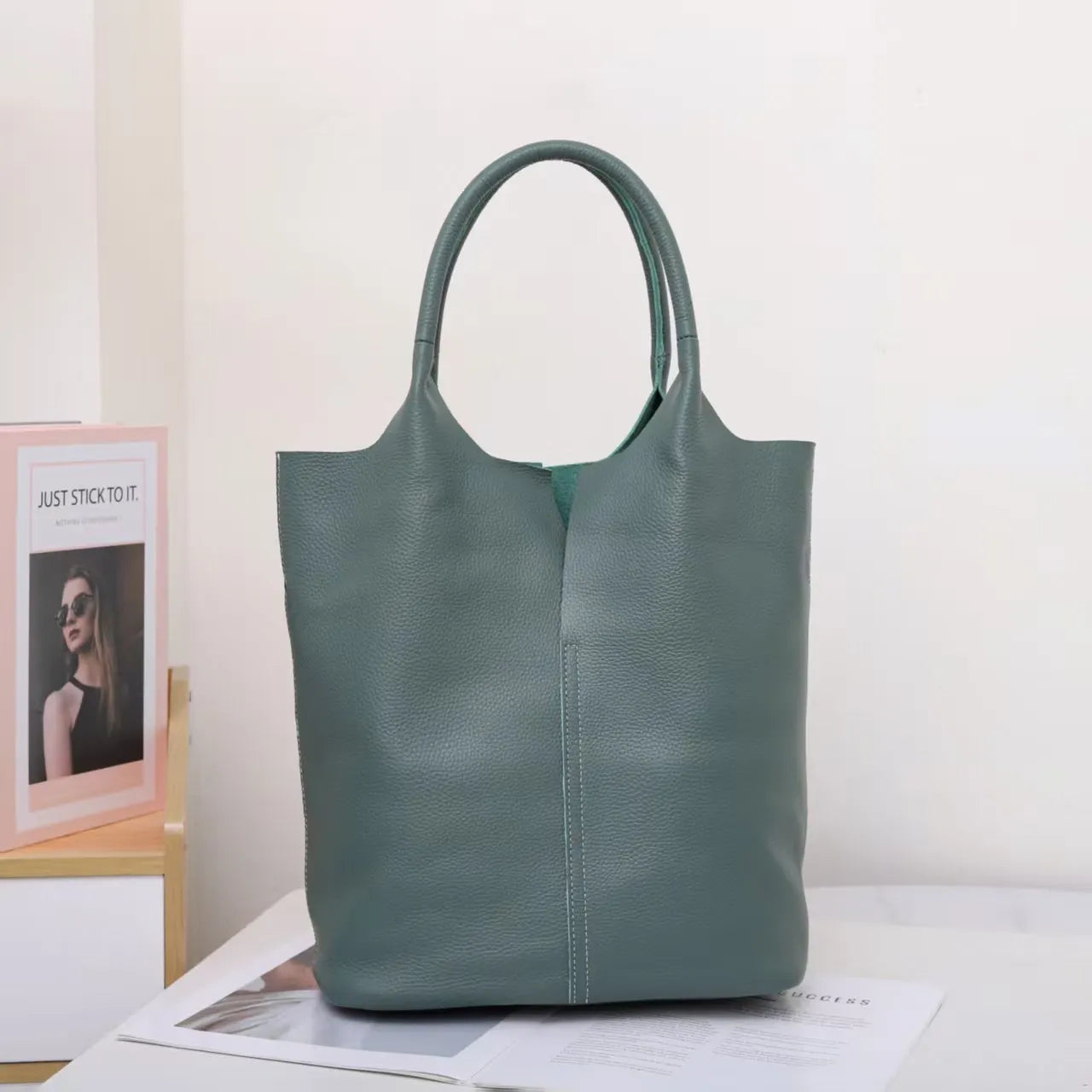 Ladies Soft Cowhide Tote Shoulder Handbag