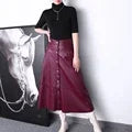 Leather Long  Skirt Women
