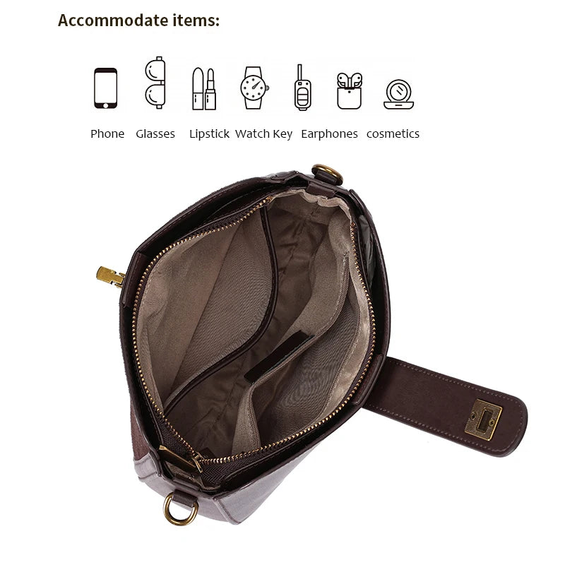 Women‘s Cowhide Genuine Leather Shoulder Bag