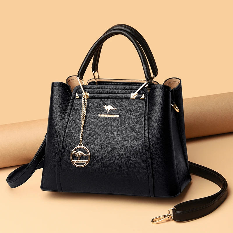 Fashion Women Soft PU Leather Handle Handbag Designer Shoulder Crossbody Bag Ladies Large Capacity Shopping Messenger Tote Bag
