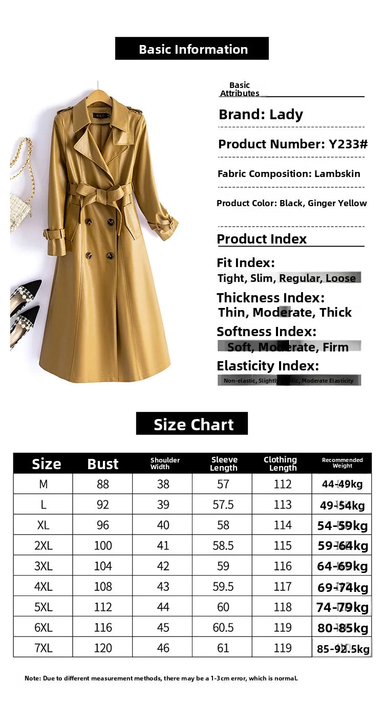 Real Leather Overcoat Women's Mid-Length