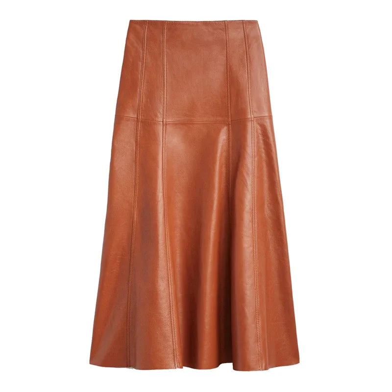 Leather Long  Skirt Women