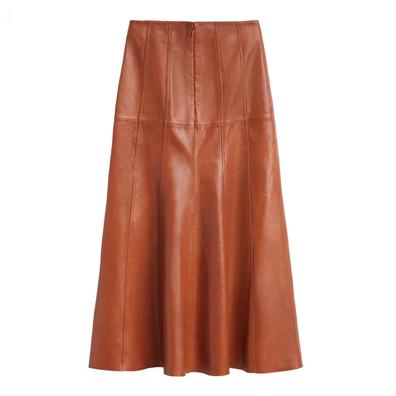Leather Long  Skirt Women