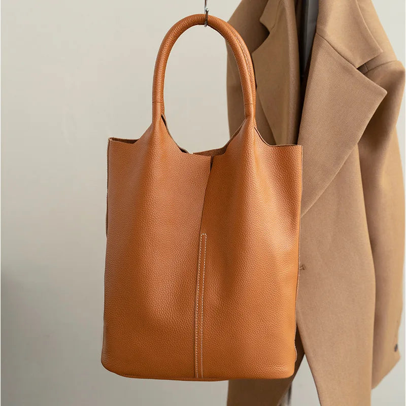 Ladies Soft Cowhide Tote Shoulder Handbag