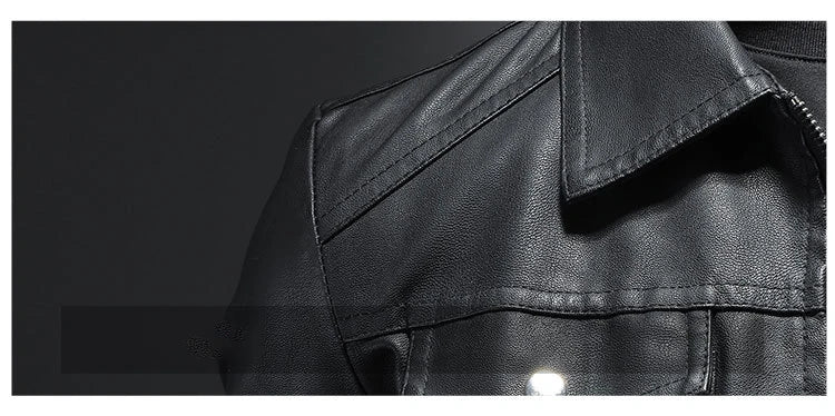 Men's Lapel Leather Jacket Autumn