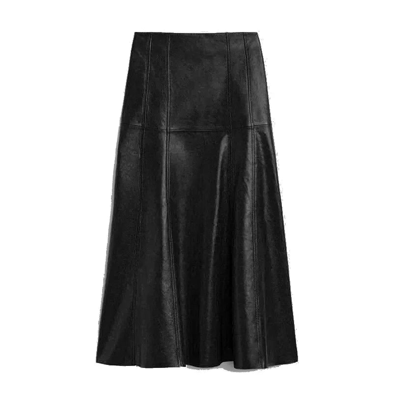 Leather Long  Skirt Women