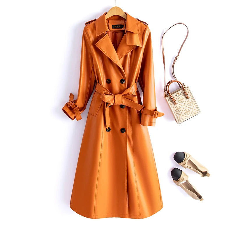 Real Leather Overcoat Women's Mid-Length