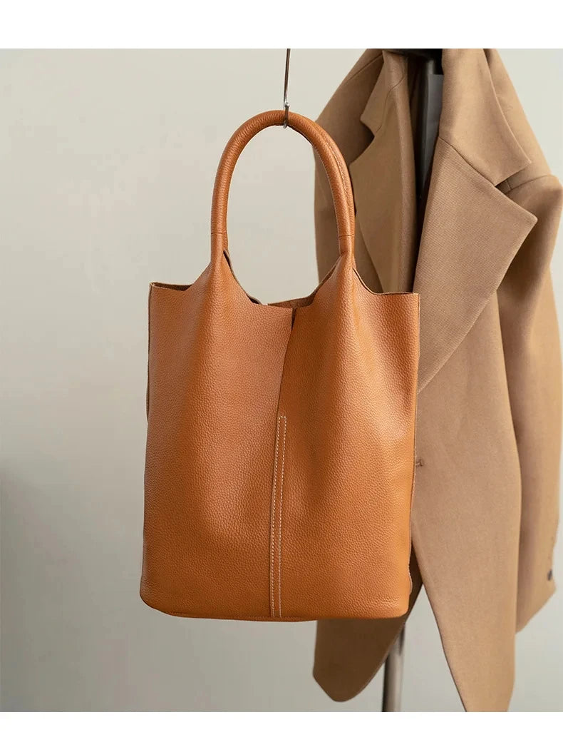 Ladies Soft Cowhide Tote Shoulder Handbag