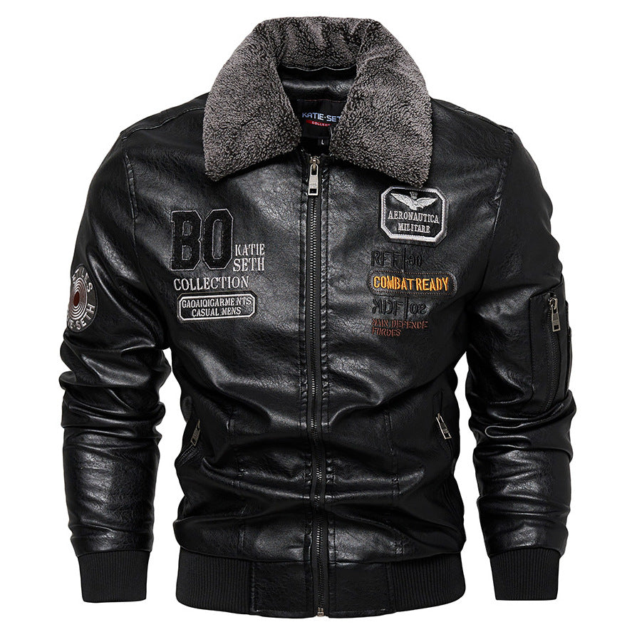 Foreign Trade New Men's Casual Fashion Leather Slim Fit Leather Jacket Coat