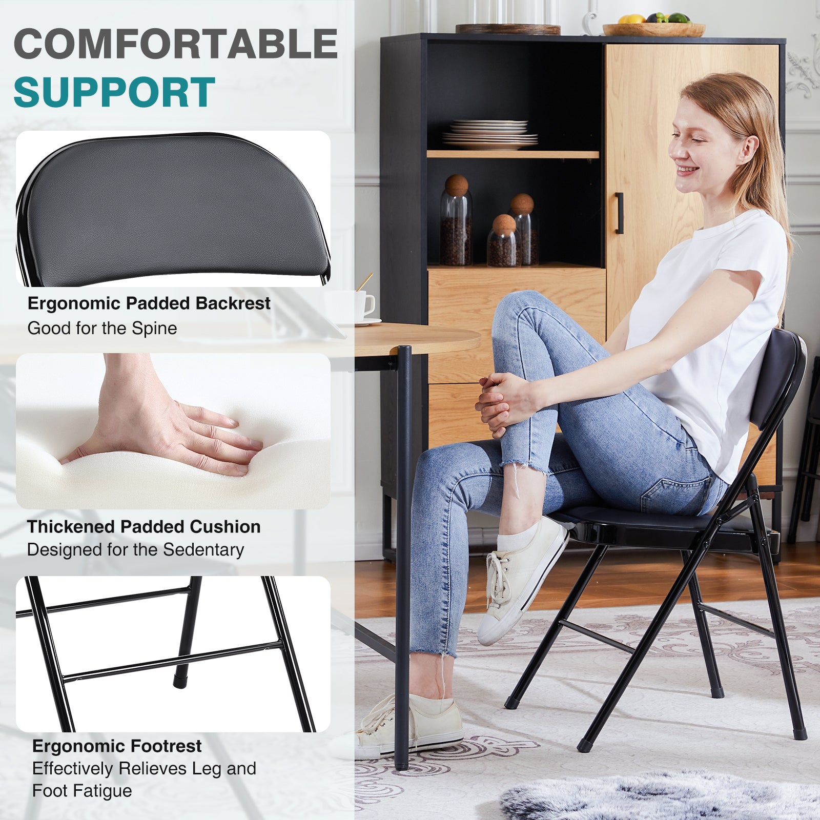 Leather Upholstered Folding Chair