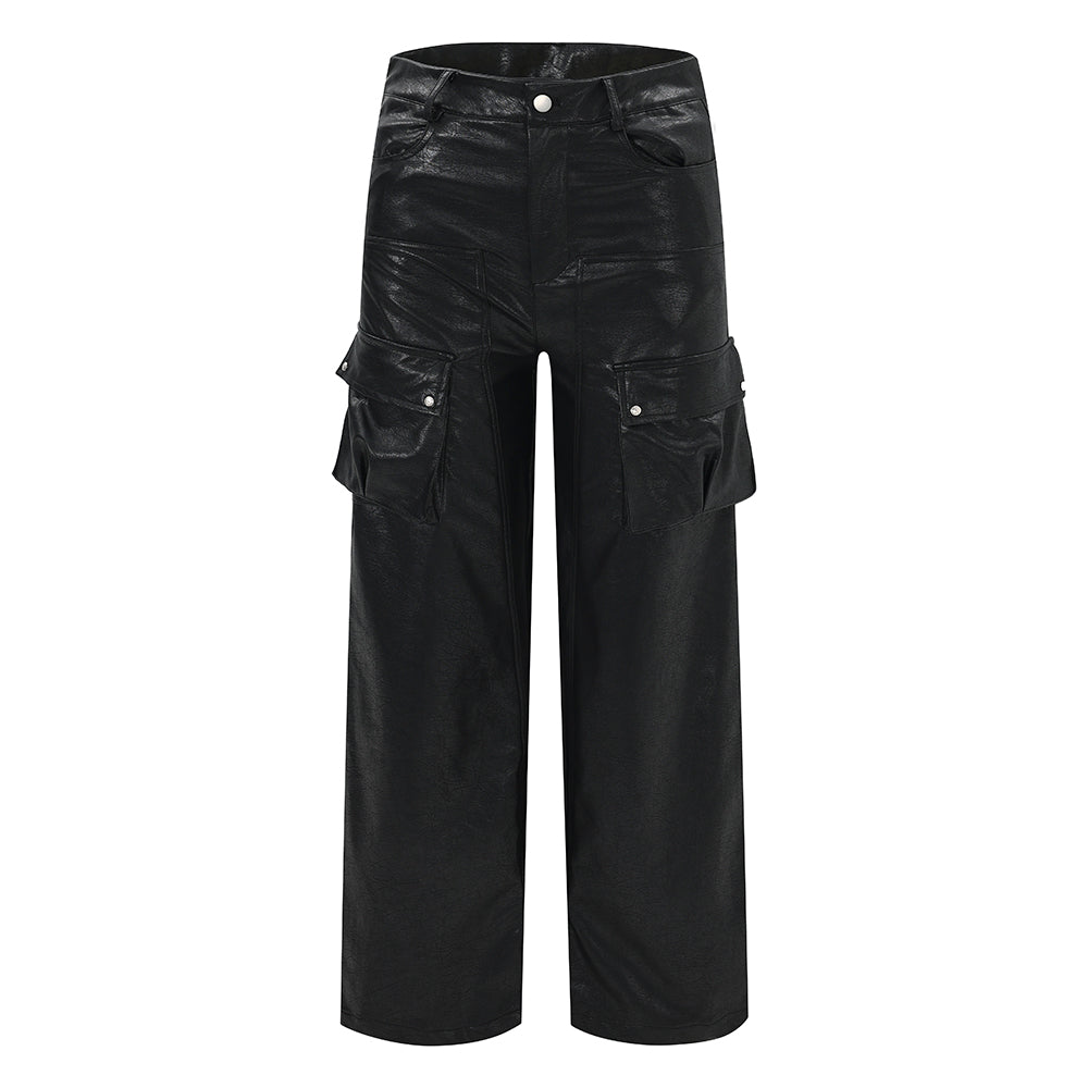 Men's Motorcycle Loose Wide-leg Leather Pants