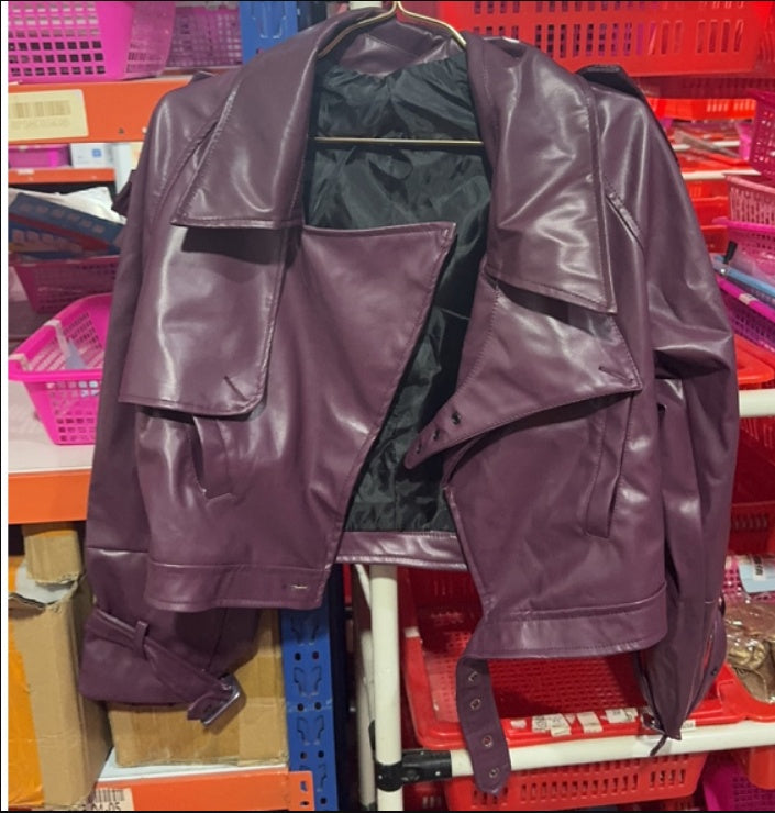 Loose Lapel Leather Jacket