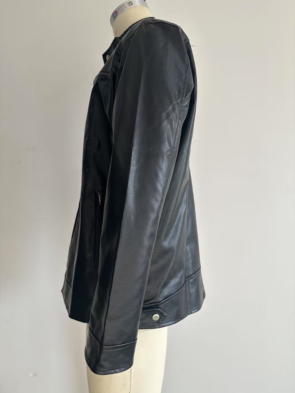 Men's Stand-up Collar Leather Jacket